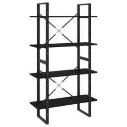 Berkfield Home Decorative 4-Tier Book Cabinet Black 80x30x140 cm Engineered Wood - Size: 80 x 30 x 140 cm - thumbnail 3