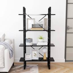Berkfield Home Decorative 4-Tier Book Cabinet Black 80x30x140 cm Engineered Wood - Size: 80 x 30 x 140 cm - thumbnail 1