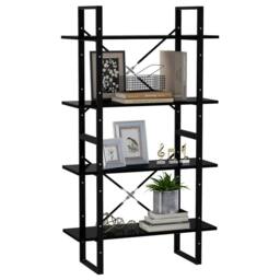 Berkfield Home Decorative 4-Tier Book Cabinet Black 80x30x140 cm Engineered Wood - Size: 80 x 30 x 140 cm - thumbnail 4