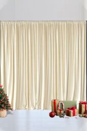 Neel Blue 3x3 Metres Curtain Backdrop, Polyester Fabric Drapes in Ivory - Size: 300 cm - thumbnail 6
