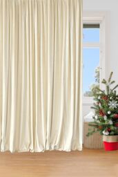 Neel Blue 3x3 Metres Curtain Backdrop, Polyester Fabric Drapes in Ivory - Size: 300 cm - thumbnail 2