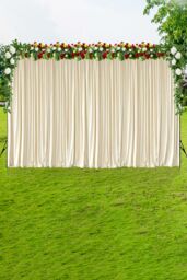 Neel Blue 3x3 Metres Curtain Backdrop, Polyester Fabric Drapes in Ivory - Size: 300 cm - thumbnail 3