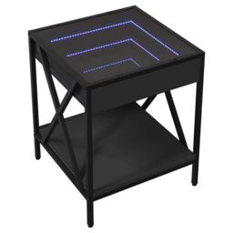 Berkfield Home Coffee Table with Infinity LED Black 40x40x49 cm - Size: 40 x 40 x 49 cm - thumbnail 3