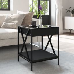 Berkfield Home Coffee Table with Infinity LED Black 40x40x49 cm - Size: 40 x 40 x 49 cm - thumbnail 4