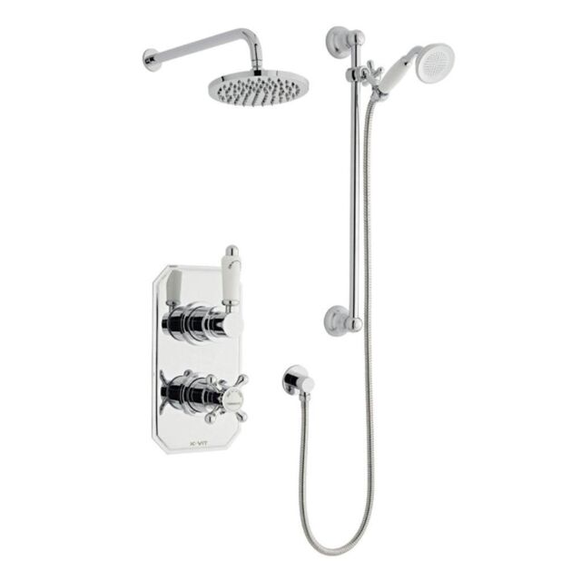 Clifton Chrome Shower with Hung Slide Rail Kit & Overhead Drencher in Silver - image 1