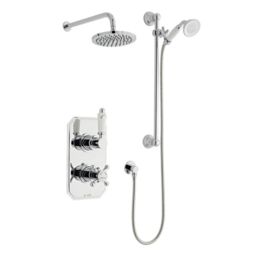 Clifton Chrome Shower with Hung Slide Rail Kit & Overhead Drencher in Silver - thumbnail 1