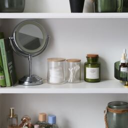 Harbour Housewares Reusable Plastic Twin Bathroom Canister with Bamboo Lid in Clear - thumbnail 6