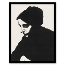 "Artery8 Stylised Portrait of a Woman De Mesquita Framed Wall Art Print in Black - Size: W12"" x H16""" - thumbnail 1