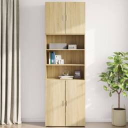 Berkfield Home Wall Cabinet Sonoma Oak 80x42.5x64 cm Engineered Wood in Brown - thumbnail 3