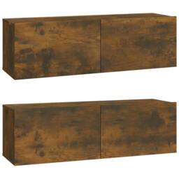 Berkfield Home 4 Piece TV Cabinet Set Smoked Oak Engineered Wood in Brown - thumbnail 5