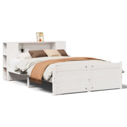 Berkfield Home Bookcase Bed without Mattress White 160x200cm Solid Wood Pine - Size: 160x200 cm - thumbnail 2