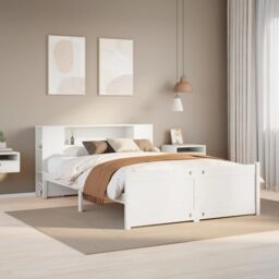 Berkfield Home Bookcase Bed without Mattress White 160x200cm Solid Wood Pine - Size: 160x200 cm - thumbnail 1