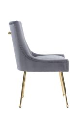 Life Interiors Single Viviana Velvet Dining Chair with Gold Legs & Ring Handle in Grey - thumbnail 3