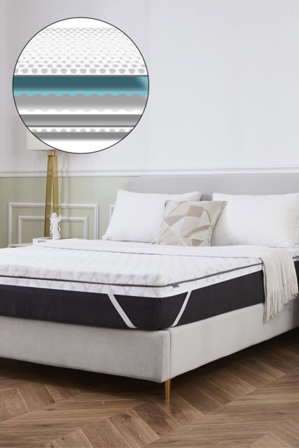 Ezysleep All Seasons Memory Foam Mattress Topper in White - Size: Double - image 1