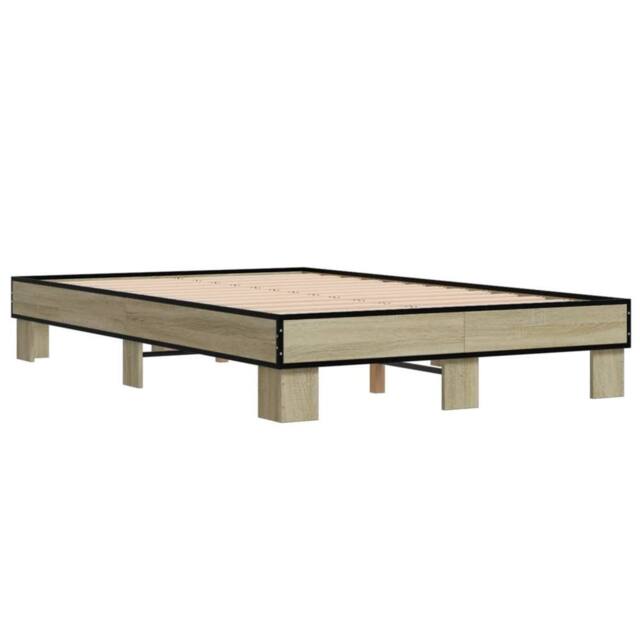 Berkfield Home Durable Bed Frame without Mattress Sonoma Oak 120x200 cm in Light Tan - Size: Small Double - image 1