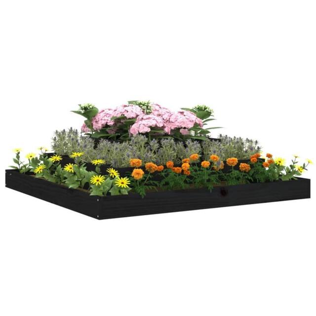 Berkfield Home Planter Black 110x110x27 cm Solid Wood Pine - Size: 110 x 110 x 27 cm - image 1