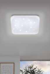 Eglo Frania-S Metal & Plastic With Crystal Effect Integrated LED Flush Light in White - thumbnail 2
