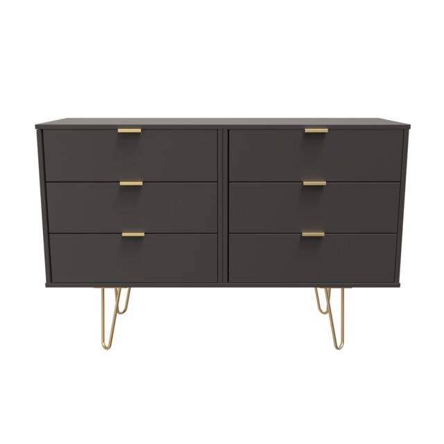 Ready Assembled 2 U Fuji 6 Drawer Wide Chest (Ready Assembled) in Dark Grey - image 1