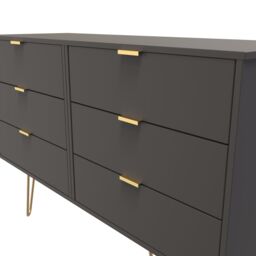 Ready Assembled 2 U Fuji 6 Drawer Wide Chest (Ready Assembled) in Dark Grey - thumbnail 4