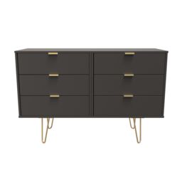 Ready Assembled 2 U Fuji 6 Drawer Wide Chest (Ready Assembled) in Dark Grey