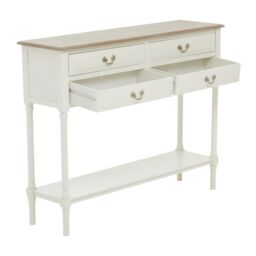 Orsina Console Table for Hallway, Pine Wood Hallway Table for Home Office Décor, Wood Table with 4 Drawers in White - thumbnail 3