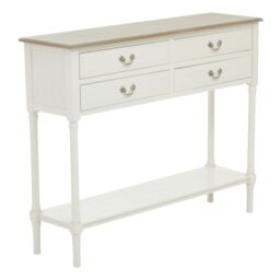 Orsina Console Table for Hallway, Pine Wood Hallway Table for Home Office Décor, Wood Table with 4 Drawers in White - thumbnail 2