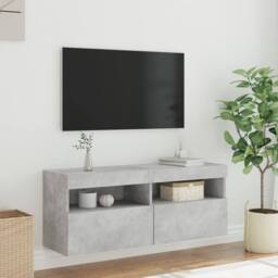 Berkfield Home TV Wall Cabinet with LED Lights Concrete Grey 100x30x40 cm - Size: 100 x 30 x 40 cm - thumbnail 5