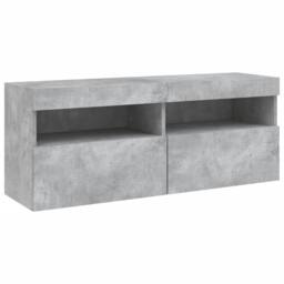 Berkfield Home TV Wall Cabinet with LED Lights Concrete Grey 100x30x40 cm - Size: 100 x 30 x 40 cm - thumbnail 3