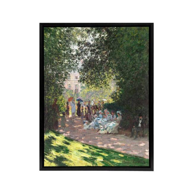 "Artery8 Monceau Park in the Afternoon Monet Black Framed Canvas Wall Art in Green - Size: W12"" x H16""" - image 1