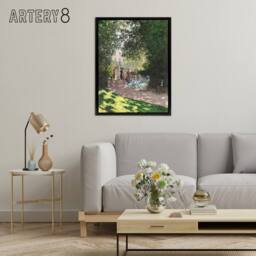 "Artery8 Monceau Park in the Afternoon Monet Black Framed Canvas Wall Art in Green - Size: W12"" x H16""" - thumbnail 3