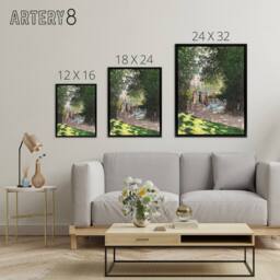 "Artery8 Monceau Park in the Afternoon Monet Black Framed Canvas Wall Art in Green - Size: W12"" x H16""" - thumbnail 4