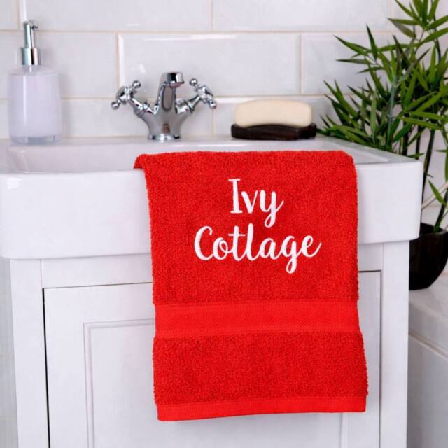 Duncan Stewart Personalised Luxury Cotton Hand Towel in Red - image 1