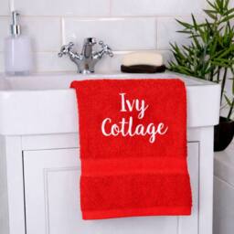 Duncan Stewart Personalised Luxury Cotton Hand Towel in Red - thumbnail 1