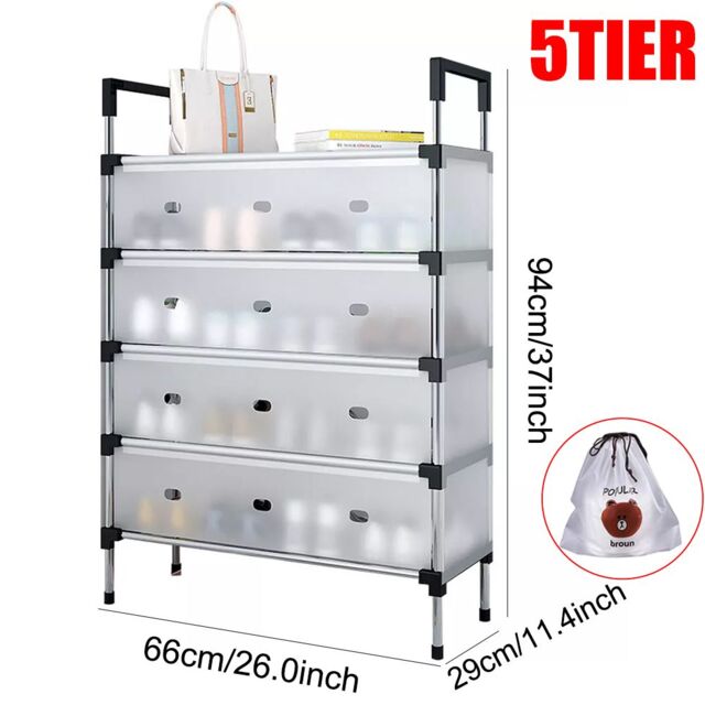 VOGREX 5 Tier Cabinet Storage Organiser Shoe Rack Stand Holder in Black - image 1