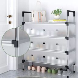 VOGREX 5 Tier Cabinet Storage Organiser Shoe Rack Stand Holder in Black - thumbnail 3