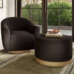 Lemon Pavilion Furniture Lara Large Pouffe - Boucle - L60 x W60 x H35 cm - Black - Size: 1 Pack - thumbnail 2