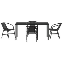 Berkfield Home 5 Piece Garden Dining Set Black Poly Rattan - thumbnail 7