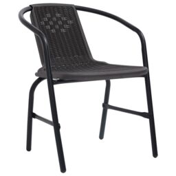 Berkfield Home 5 Piece Garden Dining Set Black Poly Rattan - thumbnail 6