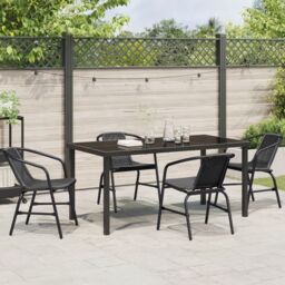 Berkfield Home 5 Piece Garden Dining Set Black Poly Rattan - thumbnail 4