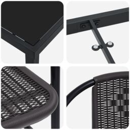 Berkfield Home 5 Piece Garden Dining Set Black Poly Rattan - thumbnail 9