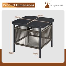 Gymax Outdoor PE Rattan Side Table With 5CM Umbrella Hole Square End Table in Dark Grey - thumbnail 2