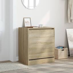 Berkfield Home Shoe Cabinet Sonoma Oak 60x42x69 cm Engineered Wood in Light Tan - Size: 60 x 42 x 69 cm - thumbnail 1