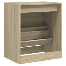 Berkfield Home Shoe Cabinet Sonoma Oak 60x42x69 cm Engineered Wood in Light Tan - Size: 60 x 42 x 69 cm - thumbnail 7