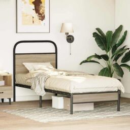 Berkfield Home Bed Frame Without Mattress 80x200 cm Smoked Oak Engineered Wood in Brown - thumbnail 4