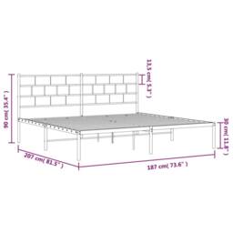Berkfield Home Metal Bed Frame with Headboard White 180x200 cm Super King - thumbnail 9