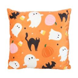 Something Different Sweet & Spooky Square Ghost Cushion in Orange - thumbnail 1