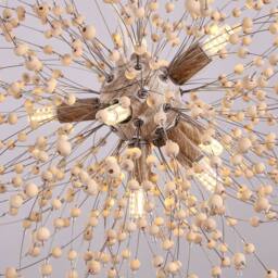 NIVOR 8-Lights Wooden Beads Dandelion Chandelier Firework Hanging Pendant in Natural - thumbnail 8