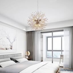 NIVOR 8-Lights Wooden Beads Dandelion Chandelier Firework Hanging Pendant in Natural - thumbnail 4