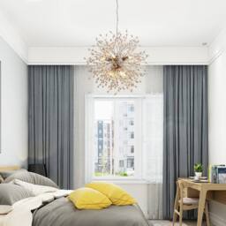 NIVOR 8-Lights Wooden Beads Dandelion Chandelier Firework Hanging Pendant in Natural - thumbnail 6