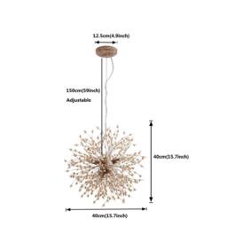 NIVOR 8-Lights Wooden Beads Dandelion Chandelier Firework Hanging Pendant in Natural - thumbnail 2